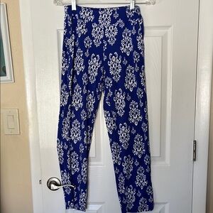 Soma NWOT long pajama lounge pants blue white side pockets rayon sz XS